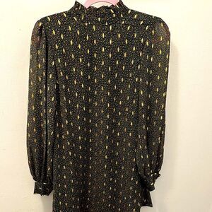 Chic Black and Gold Long Sleeve Dress